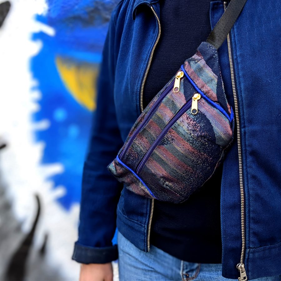 sac banane bumbag waistbag Lyon pochette néon irisé violet bleu