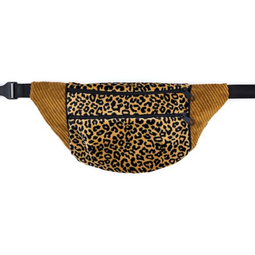 sac banane Lyon créateur création artisanale léopard velours jacquard tissu irisé brillant léopard bumbag fannypack sac bandoulière pochette accessoire