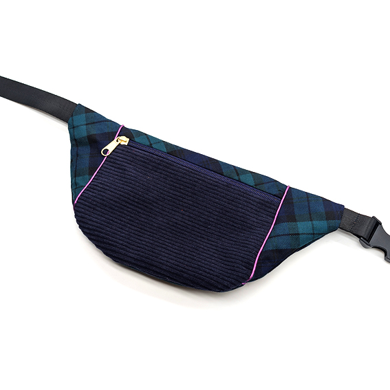 sac banane Lyon tartan vert violet irisé sacoche pochette accessoires bumbag bandoulière fannypack