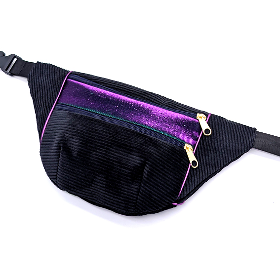 sac banane Lyon velours côtelé noir vert violet irisé sacoche pochette accessoires bumbag bandoulière fannypack