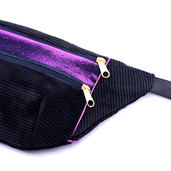 sac banane Lyon velours côtelé noir vert violet irisé sacoche pochette accessoires bumbag bandoulière fannypack