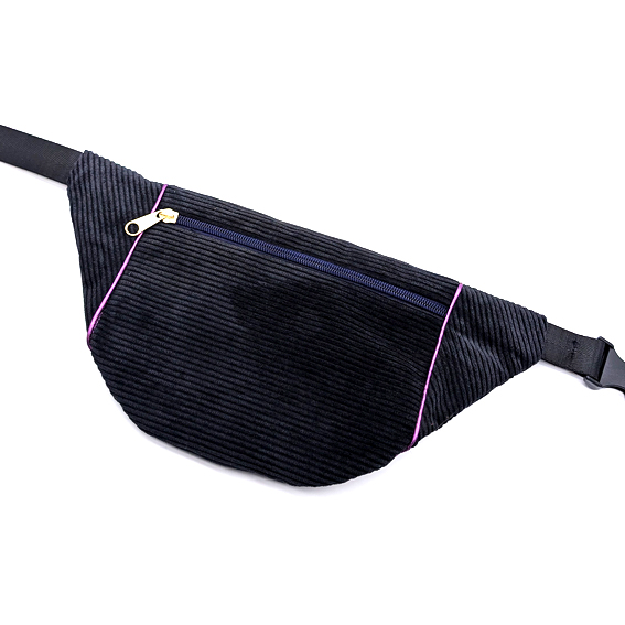 sac banane Lyon velours côtelé noir vert violet irisé sacoche pochette accessoires bumbag bandoulière fannypack