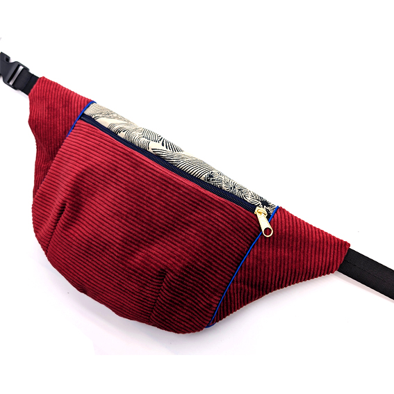 sac banane Lyon velours côtelé bordeaux sacoche pochette accessoires bumbag bandoulière fannypack