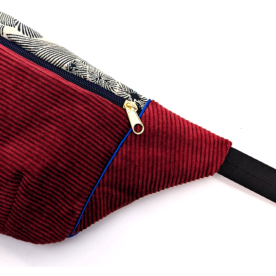 sac banane Lyon velours côtelé bordeaux sacoche pochette accessoires bumbag bandoulière fannypack
