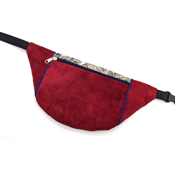 sac banane Lyon velours côtelé bordeaux sacoche pochette accessoires bumbag bandoulière fannypack
