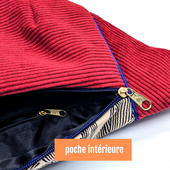 sac banane Lyon velours côtelé bordeaux sacoche pochette accessoires bumbag bandoulière fannypack