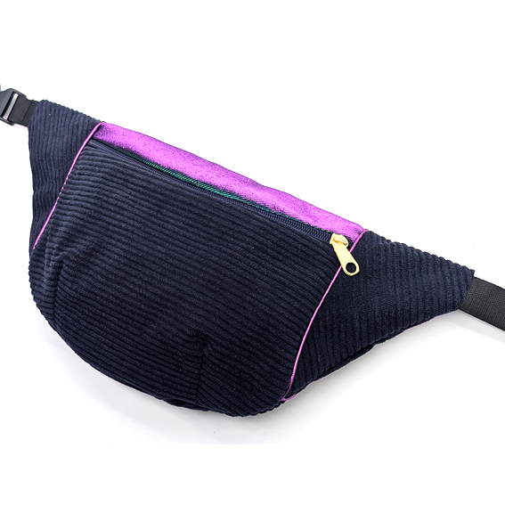 sac banane Lyon velours côtelé noir vert violet irisé sacoche pochette accessoires bumbag bandoulière fannypack