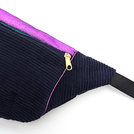 sac banane Lyon velours côtelé noir vert violet irisé sacoche pochette accessoires bumbag bandoulière fannypack