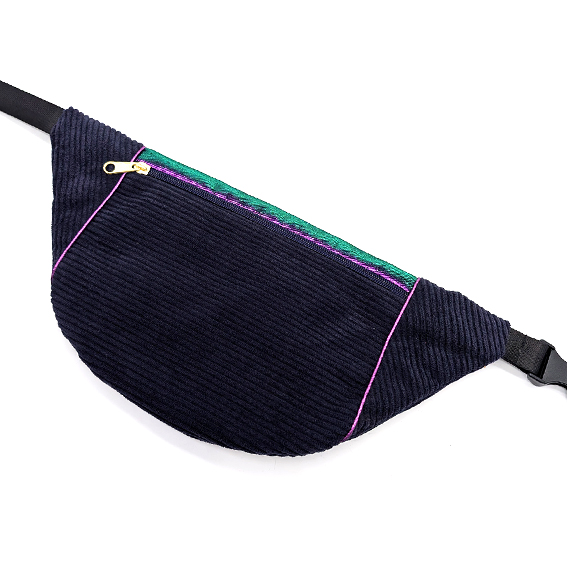 sac banane Lyon velours côtelé noir vert violet irisé sacoche pochette accessoires bumbag bandoulière fannypack