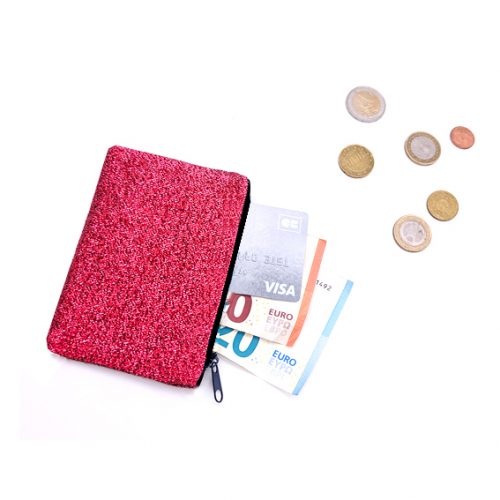 porte monnaie tissu irisé brillant accessoire textile fabriqué à Lyon artisanal création créatrice irisé vert violet paillette