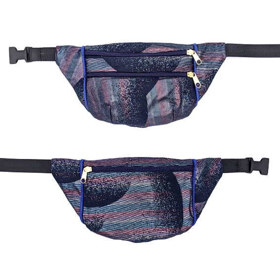 sac banane Lyon tissu irisé brillant paillette vert violet Français artisanal fait main créateur bumag fannypack