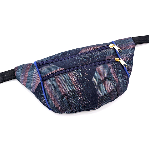 sac banane Lyon tissu irisé brillant paillette vert violet Français artisanal fait main créateur bumag fannypack