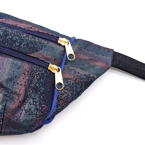 sac banane Lyon tissu irisé brillant paillette vert violet Français artisanal fait main créateur bumag fannypack