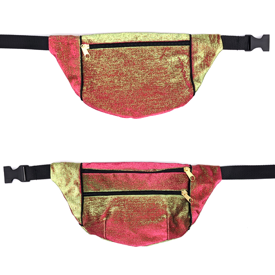 sac banane Lyon créateur création artisanale velours jacquard tissu irisé brillant léopard bumbag fannypack sac bandoulière pochette accessoire