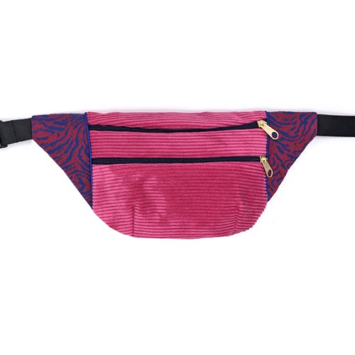 sac banane tissu velours côtelé fuchsia jacquard lurex Lyon bum bag fanny pack waist bag