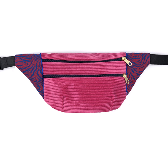 sac banane tissu velours côtelé fuchsia jacquard lurex Lyon bum bag fanny pack waist bag