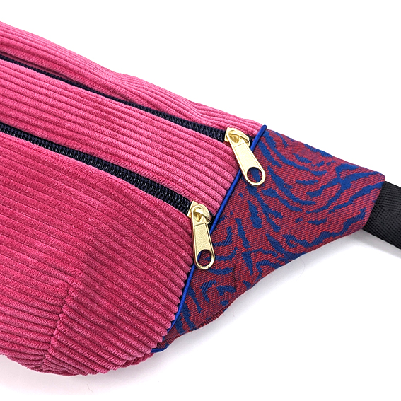 sac banane tissu velours côtelé fuchsia jacquard lurex Lyon bum bag fanny pack waist bag
