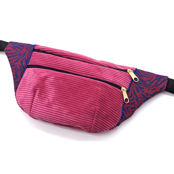 sac banane tissu velours côtelé fuchsia jacquard lurex Lyon bum bag fanny pack waist bag