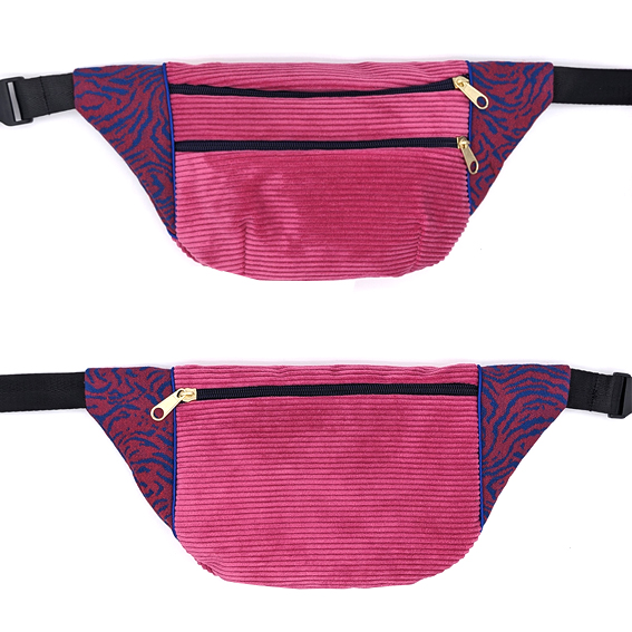 sac banane tissu velours côtelé fuchsia jacquard lurex Lyon bum bag fanny pack waist bag