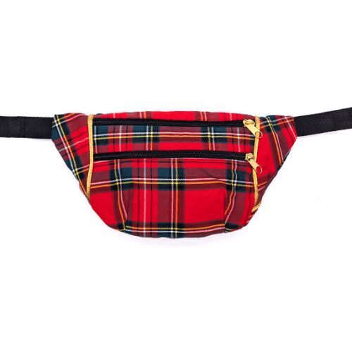 sac banane Lyon sacoche pochette tissu écossais tartan rouge Français artisanal fait main créateur bumag fannypack