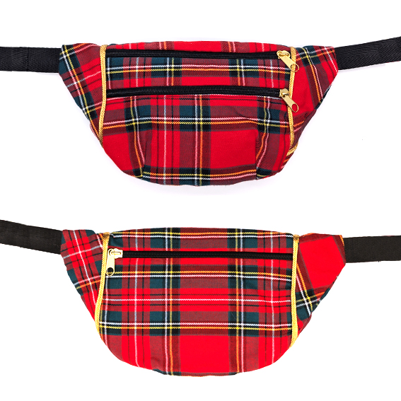 sac banane Lyon sacoche pochette tissu écossais tartan rouge Français artisanal fait main créateur bumag fannypack
