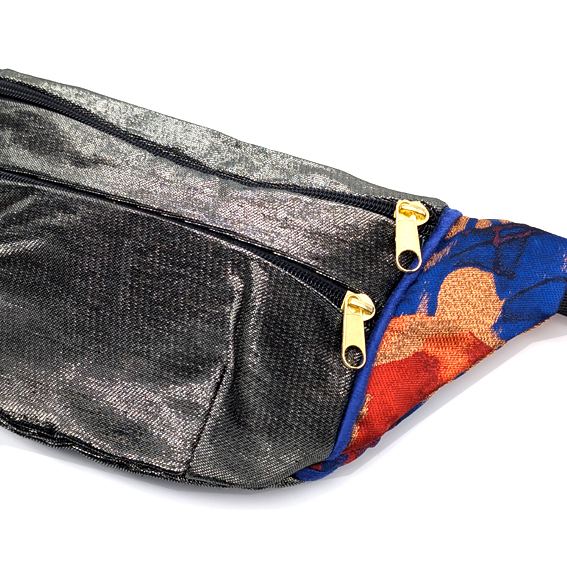 sac banane Lyon sacoche pochette tissu argenté irisé brillant artisanal fait main créateur bumag fannypack