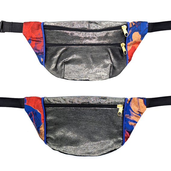 sac banane Lyon sacoche pochette tissu argenté irisé brillant artisanal fait main créateur bumag fannypack