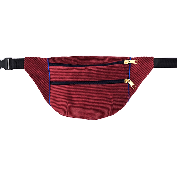 sac banane Lyon sacoche pochette tissu velours côtelé bordeaux artisanal fait main créateur bumag fannypack