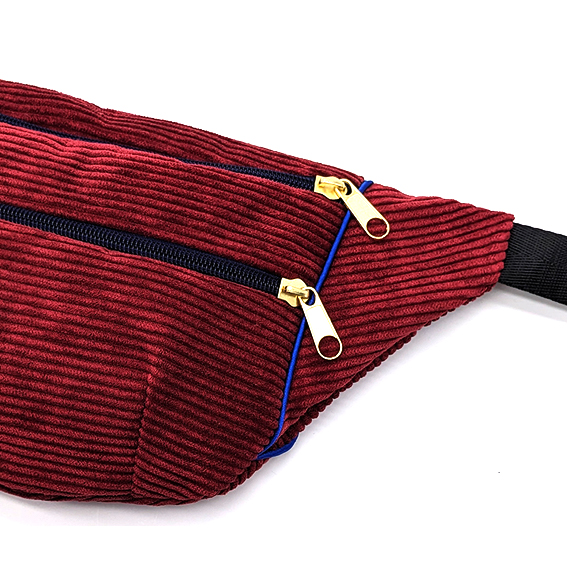 sac banane Lyon sacoche pochette tissu velours côtelé bordeaux artisanal fait main créateur bumag fannypack