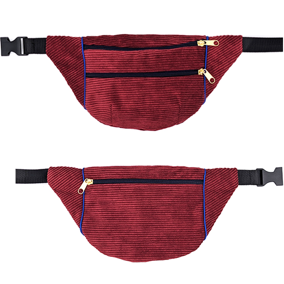 sac banane Lyon sacoche pochette tissu velours côtelé bordeaux artisanal fait main créateur bumag fannypack